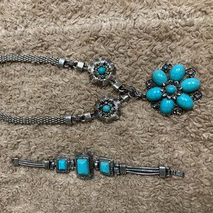 Faux Turquoise Necklace and Bracelet